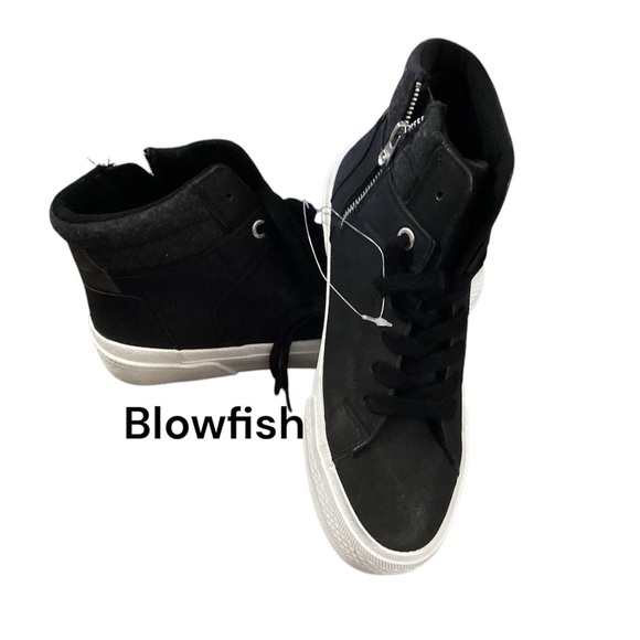 NWT BLOWFISH WOMENS HI-TOP BLACK SUEDE FEEL SIZE 8.5 INCREDIBLY COMFORTABLE - Picture 1 of 5